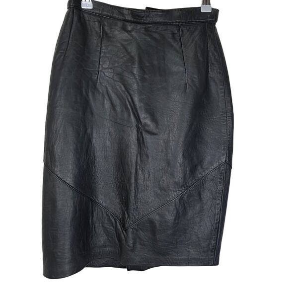Vintage Liz Roberts Robert Elliot 100% Genuine Leather Pencil Skirt, Size 6 - Picture 1 of 10